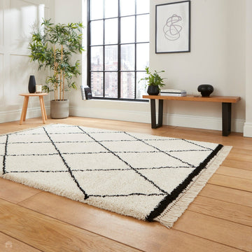 Scandi-Boho RL07 Modern Moroccan Berber Soft Plush Shaggy White/Black Rug-Rug Love Exclusive-Rug Love - The Most Loved Rug Store